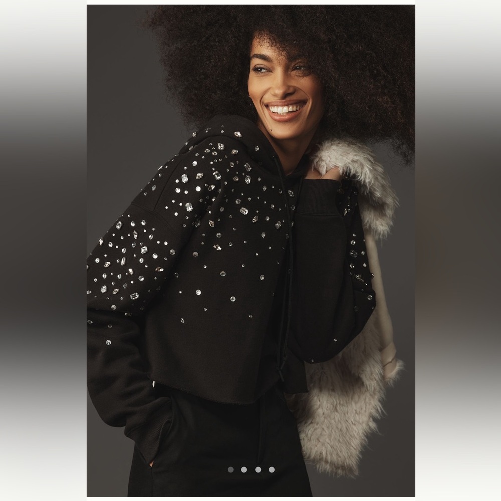 Good American Crystal-Embellished Cropped Hoodie - 2XL